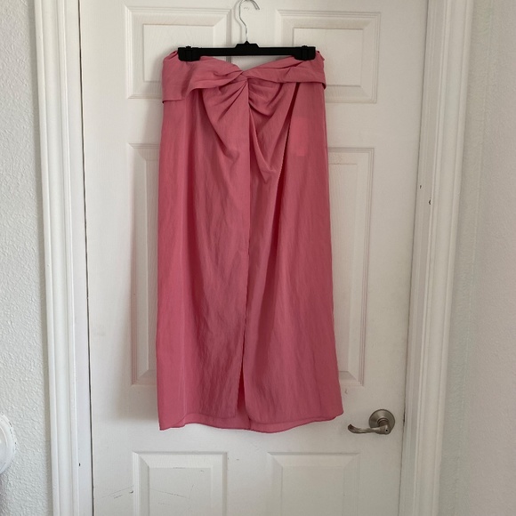 Vince Pink Ruched Midi Front Slit Midi Skirt - Picture 6 of 6